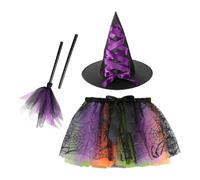 Halloween Tutu Skirt - Mesh Costume Set, Girls Witch Dress Garment Pack | Black Spiderweb Pumpkin Print | Trick Or Treat Drama Show Daily Play, Ghost Festival Children Party Costume Skirt Set