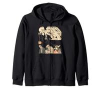 Halloween Ukiyo-e Stile Scheletro Jack-o'-Lantern Mummia Strega Felpa con Cappuccio