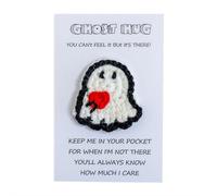 Halloween uncinetto fantasma Pocket Hug, piccolo fantasma tasca abbraccio regalo con carte positive, regalo di supporto emotivo fatto a mano all'uncinetto, biglietto di Halloween, Thinking of You
