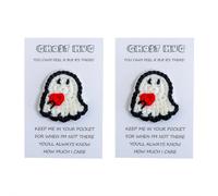 Halloween uncinetto fantasma Pocket Hug, piccolo fantasma tasca abbraccio regalo con carte positive, regalo di supporto emotivo fatto a mano all'uncinetto, biglietto di Halloween, Thinking of You