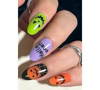 Halloween Unghie Gel Adesive UV, 20 PCS Smorfia Luminosa puro Pellicola per Unghie Autoadesiva