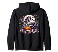 Halloween Unicorno Scheletro Creepy Spooky Ragazze Grafica Felpa con Cappuccio