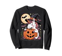 Halloween Unicorno Strega Cappello Zucca Spettrale Felpa