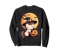 Halloween Unicorno Strega Cappello Zucca Spettrale Felpa