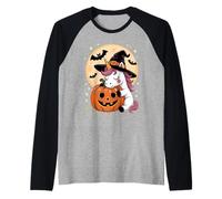 Halloween Unicorno Strega Cappello Zucca Spettrale Maglia con Maniche Raglan