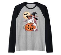 Halloween Unicorno Strega Cappello Zucca Spettrale Maglia con Maniche Raglan