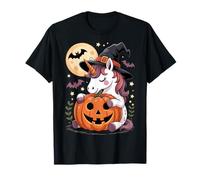 Halloween Unicorno Strega Cappello Zucca Spettrale Maglietta