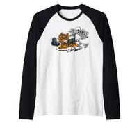 Halloween: Uno Scheletro Che insegue Un Yorkshire Terrier Maglia con Maniche Raglan