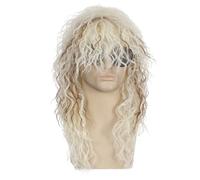 Halloween Uomo 80's Rocker Heavy Metal Punk Parrucca riccia Fancy DressPer uomini donne 80s Disco Costume Outfit Halloween Party (Marrone Misto Oro Chiaro)
