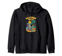 Halloween Vacay Funny Skeleton Beach Sunset Design Felpa con Cappuccio