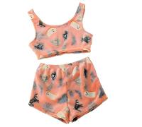 Halloween Vest Pajamas Set - Cute Pumpkin & Ghost Print, Glow-in-The-Dark Vest Cozy Flannel Pumpkin & Ghost Pjs Shorts (#3,S)