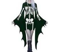 Halloween Vestito Donna Curvy Con Maniche a Pipistrello Costumi Di Halloween Elegante Medievale Vestito Da Steampunk Carnevale Rinascimentale Abito Da Vampiro Horror Teschio Costume Da Strega