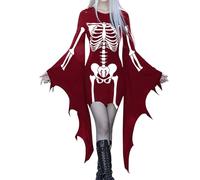 Halloween Vestito Donna Curvy Medievale Vestito Da Steampunk Con Maniche a Pipistrello Vintage Costumi Di Halloween Teschio Carnevale Abito Da Vampiro Rinascimentale Horror Costume Da Strega