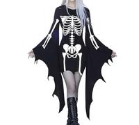 Halloween Vestito Donna Curvy Medievale Vestito Da Steampunk Con Maniche a Pipistrello Vintage Costumi Di Halloween Teschio Carnevale Abito Da Vampiro Rinascimentale Horror Costume Da Strega