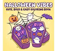 Halloween Vibes: Cute and Creepy Coloring Pages for Adults and Kids with Simple and Big Designs featuring Spooky Stuff and Adorable Characters Illustrations for Relaxation