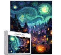 Halloween Village 1000 pezzi Puzzle per adulti Jack-o'-Lantern Scena Art Puzzle impegnativo giochi di attività familiari colorati fai da te puzzle per la decorazione della casa regali 50 x 68 cm