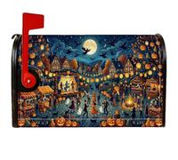 Halloween Village Jack-o'-Lanterns - Coperture magnetiche per cassetta | Festival autunnale del villaggio, copertura della cassetta delle lettere, notte di luna piena, arte fantasiosa