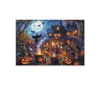 Halloween Village Stampe Su Tela Di Stampe Da Parete Decorazioni Da Parete Disegno Canvas Stampa Su Tela Pittura Poster Da Parete Di Arte Per Camera Da Letto E Da Pranzo, Soggiorno, Cucina, Bagno, Ho