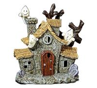 Halloween Village | Statua della casa infestata in resina | Figura illuminata luminosa da 5,3 pollici | Arredamento del villaggio horror spettrale | Casa di Halloween in resina decorativa per tavolo,