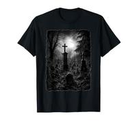Halloween Vintage Cimitero Lapidi Arte Scura Stile Gotico Maglietta