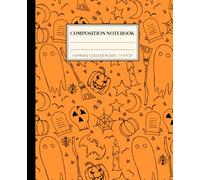 Halloween Vintage Composition Notebook: Orange & Black Pumpkins Ghost Skulls Spiders Candles Design, Aesthetic College Ruled Journal Perfect Gift for ... Office, Writing, Journaling Stationery
