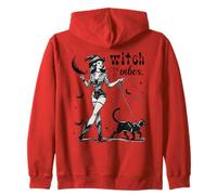 Halloween Vintage Pin Up Ragazza Witch Vibes Con Gatto Nero Felpa con Cappuccio