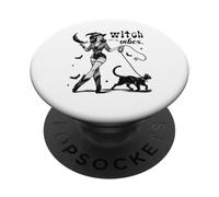 Halloween Vintage Pin Up Ragazza Witch Vibes Con Gatto Nero PopSockets PopGrip Adesivo