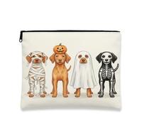 Halloween Vizsla - Trousse per trucchi a forma di cane, simpatica e divertente, da viaggio, per donne e ragazze, piccola borsa portatile in tela con cerniera, borsa da toilette divertente, 17,8 x 22,9