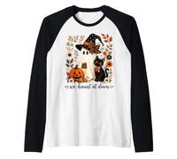 Halloween We Haunt At Dawn Ghost Cat Cottagecore Halloween Maglia con Maniche Raglan