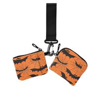 Halloween Web Bat Orange Cambio Del Raccoglitore Delle Donne Casi di Carta di Grande Capacità Della Borsa Della Moneta Borsa Del Raccoglitore con Cinturino Da Polso per Viaggio 2 Pz estuches para Tarj