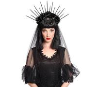 Halloween Wedding Veil - Velo Da Sposa Gotico, Abito Da Sposa Veil Head Aband | Accessori Per Capelli Di Halloween Veli Da Sposa, Fascia Per La Testa Del Velo In Pizzo Nero Per Per Le Donne Cosplay Da