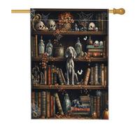 Halloween Weimaraner Cane Front Yard Cortile Lino Casa Verticale Bandiere 28x40 Doppio Lato per Esterno, Scary Witchy Magic Books Puppy Home Print Flag, Pet Home Outdoor Pattern Flag