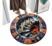 Halloween Welcome Door Mat - Halloween Rug Round Quilted Ghost Carpet