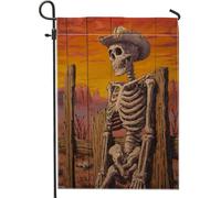 Halloween Western Skeleton Orange Sunset Cowboy Bandiere Durevole Flag Robuste Bandiera Per Feste Portico Prato 30X45Cm