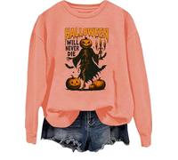Halloween Will Never Die Felpa Novità Halloween Scheletro Camicie Divertente Halloween Top, Arancia Hami, L