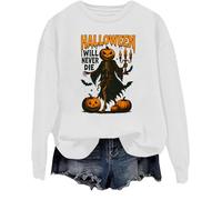 Halloween Will Never Die Felpa Novità Halloween Scheletro Camicie Divertente Halloween Top, bianco, L