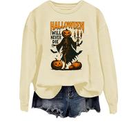 Halloween Will Never Die Felpa Novità Halloween Scheletro Camicie Divertente Halloween Top, Khika, L