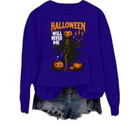 Halloween Will Never Die Felpa Novità Halloween Scheletro Camicie Divertente Halloween Top, Klein Blue., L