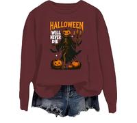 Halloween Will Never Die Felpa Novità Halloween Scheletro Camicie Divertente Halloween Top, Porpora, L