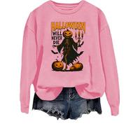 Halloween Will Never Die Felpa Novità Halloween Scheletro Camicie Divertente Halloween Top, rosa, L