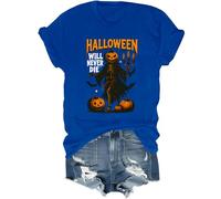 Halloween Will Never Die Shirt Novità Halloween Scheletro Tshirt Divertente Halloween Top, Blu reale, L