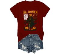 Halloween Will Never Die Shirt Novità Halloween Scheletro Tshirt Divertente Halloween Top, Porpora, L