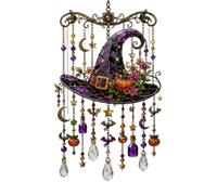 Halloween Wind Chime - Hummingbird Suncatcher, Stained Glass Style | 2D Acrylic Material, 13,7 x 7,8 pollici, catena da appendere inclusa, motivo carino, giardino patio porch finestra decor