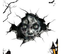 Halloween Window Clings 2D Scary Face Removable Wall Art Decals Set