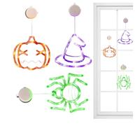 Halloween Window Lights, 3 Pieces Suction Cup Lanterns, 5.91 inches Sturdy Pumpkin Decoration for Home, Window, Yard, Bedroom, School, Cafe, Porch, Patio and Classroom