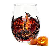 Halloween Wine Glass | 400ml Stemless Drinking Glass | Dragon Print