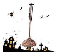 Halloween Witch Broom, Animated Floating Prop, Spooky Moving Decoration, Sound Activated Motion, Ideal for Indoor, Outdoor, Yard, Fireplace, Garden, Patio, Bedroom, Farmhouse, 39.37 Inches