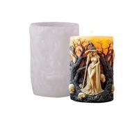 Halloween Witch Candle Molds - 3D Silicone Design for Spooky Wax Art, DIY Decor Projects with Multi-Material Function, Plaster Mold for Holiday Crafts, Flexible, Crafting Use, 4.5 Inches Tall
