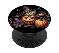 Halloween Witch Cat Graphic For New Kitten Owner And Cat Mom PopSockets PopGrip Adesivo