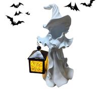 Halloween Witch Decor - Witches Figurine Tabletop Decor | Spooky Witch Halloween Statue With Light | Versatile Table Centerpieces For Fireplace Living Room Bedroom Patio Shelf Porch Garden